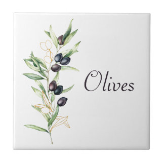 Carreau Aquarelle Olive Branche Carrelage en céramique