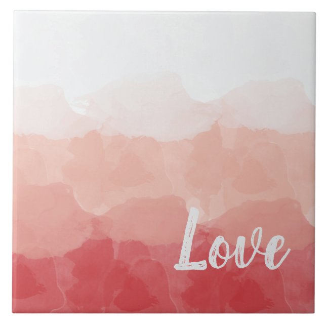Carreau Aquarelle Ombre rouge et rose Gradient Love (Devant)