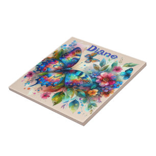 Carreau Aquarelle Papillon Floral Garden Personnalisé