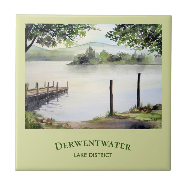 Carreau Aquarelle Paysage Peinture de Derwentwater (Devant)