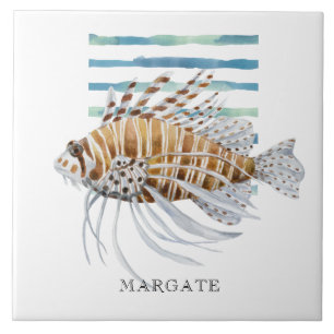 Carreau Aquarelle PÊCHE EXOtique Plage MARGE Côtier