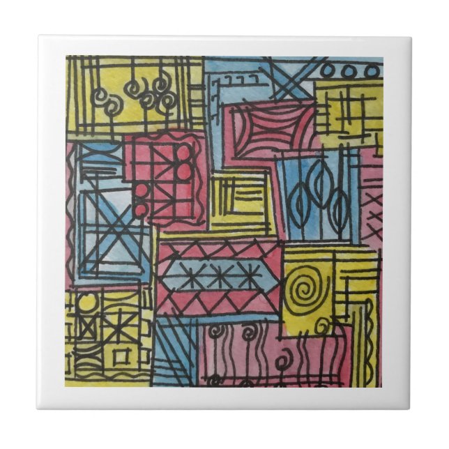 Carreau Aquarelle Peinte À La Main (Devant)