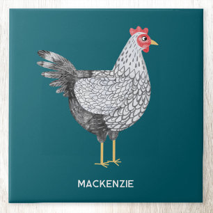 Carreau Aquarelle personnalisée amusante Wyandotte Poulet