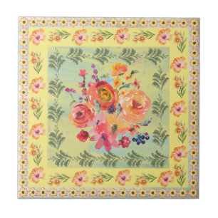 Carreau Aquarelle poussiéreuse décorée de style classique