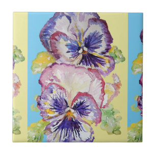 Carreau Aquarelle Purple Pansy Pansies Florales