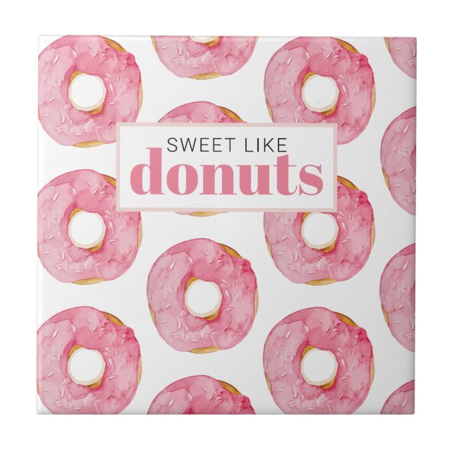 Carreau Aquarelle rose moderne douce comme les beignets Ci (Devant)