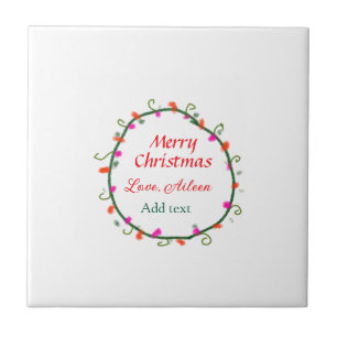 Carreau aquarelle rouge blanc floral wreath joyeux Noël