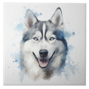 Carreau Aquarelle sibérienne Husky