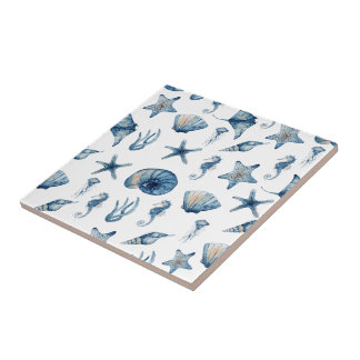 Carreau Aquarelle sous le Motif de mer