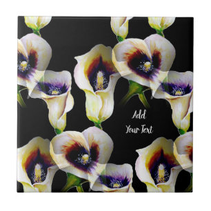 Carreau Aquarelle Sublime Arum Calla Lys avec texte