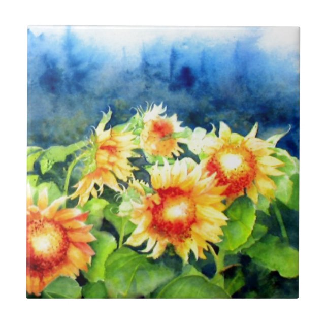 Carreau Aquarelle Tournesol Fields (Devant)