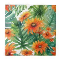 Aquarelle tropicale Tithonia