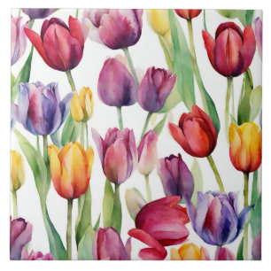 Carreau Aquarelle Tulipe Fleurs N'Importe Quelle Occasion