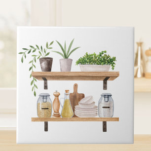 Carreau Aquarelle Ustensiles de cuisine Style scandinave