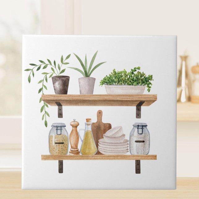 Carreau Aquarelle Ustensiles de cuisine Style scandinave (Close up)