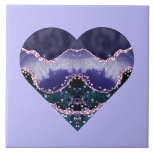 Carreau Aquarelle vert violet de l'océan Regardez le coeu