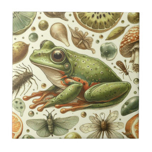 Carreau Aquarelle vintage de grenouille