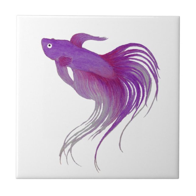Carreau Aquarelle violette Betta Fish (Devant)