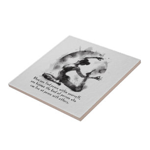 Carreau Aquarelle Yoga Reiki Pose King Pigeon à une jambe