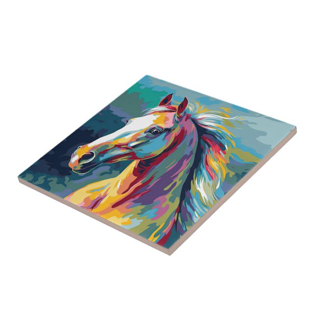 Carreau Aquarelles Illustration de la tête de cheval (Côté)