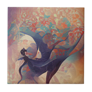 Carreau Arabesque arbre turquoise danse art numérique céra