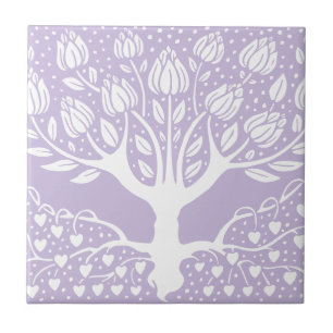 Carreau Arbre à fleurs - Coeurs Lilac Beardsley pourpre