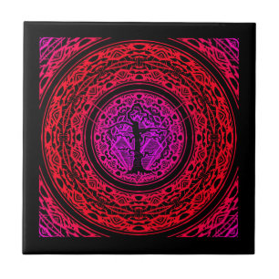 Carreau Arbre Abstrait Ancien Arbre Vieux Rouge pourpre