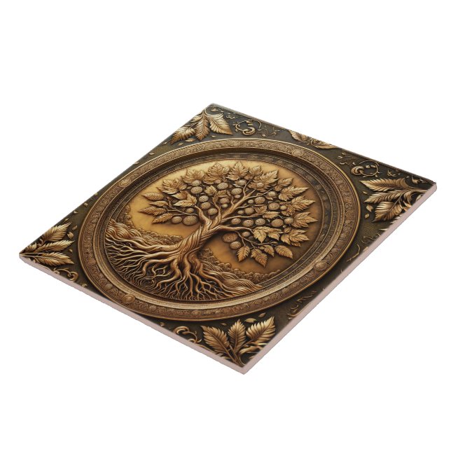 Carreau Arbre Brown de vie Ancien Rustique (Côté)