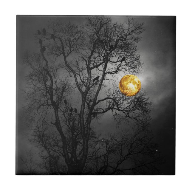 Carreau Arbre complètement des corbeaux avec une pleine (Devant)