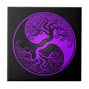 Carreau Arbre de la vie pourpre et noir Yin Yang