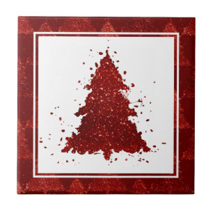 Carreau Arbre de Noël classique   Festive Rich Crimson Rou