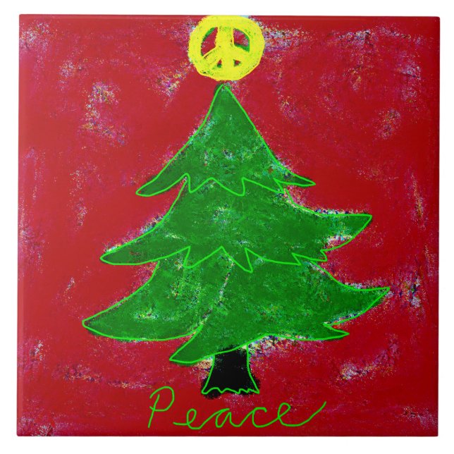 Carreau Arbre de Noël de la Paix Art Abstrait (Devant)