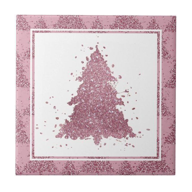 Carreau Arbre de Noël élégant | Dusty Mauve Pink Splatter (Devant)