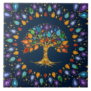 Carreau Arbre de vie - Geode Agate Feuilles