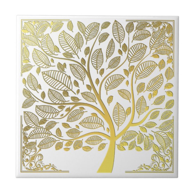 Carreau Arbre doré en céramique de vie (Devant)