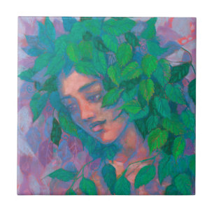 Carreau Arbre Dryad Spirit Vert Feuilles Surreal Imaginair