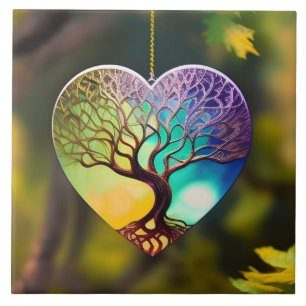 Carreau Arbre En Forme De Coeur De L'Ornement De Vie