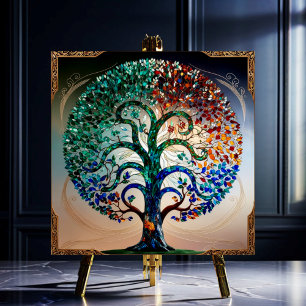 Carreau Arbre en verre tendu avec finition or antique