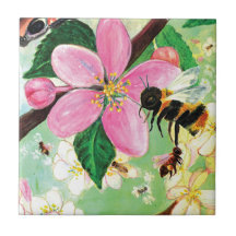 Arbre florissant avec abeilles illustration