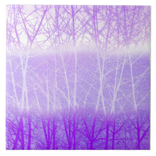 Carreau Arbres brumeux givrés en lilas lavande