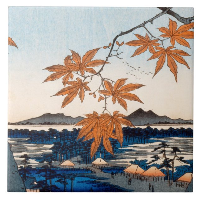 Carreau Arbres d'érable de Hiroshige à la maman, tombeau (Devant)