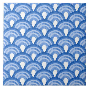 Carreau Arc-en-ciel en aquarelle - motif bleu