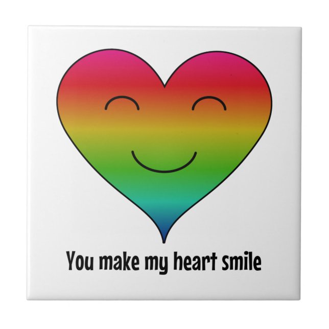 Carreau Arc en ciel, tu fais sourire mon coeur (Devant)