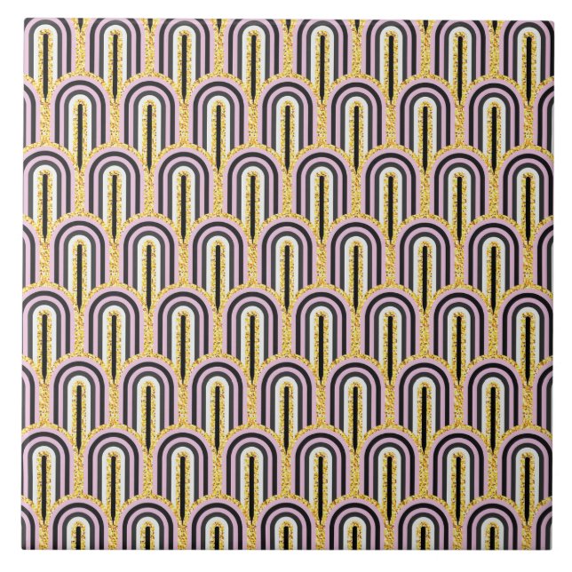 Carreau Arches Art déco moderne Motif Parties scintillant  (Devant)
