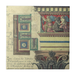 Carreau Architecture vintage, colonne avec moulure de corn