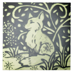 Carreau Ardoise gris vert renard neigeux hiver neige forê