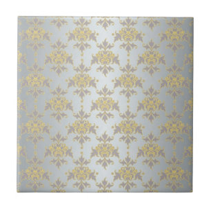 Carreau Argent blanc et jaune Damas