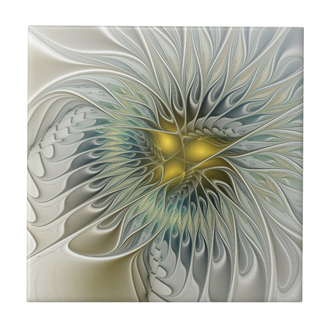 Carreau Argent d'or Imaginaire Fractal Abstrait Art (Devant)