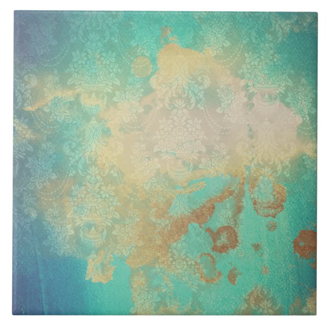 Carreau Aristote bleu-turquoise beige vieilli (Devant)