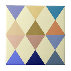 Carreau Arlequin / motif diamant - Crème et bleu